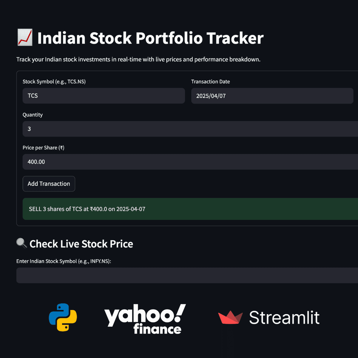 Stock Indian Portfolio Tracker screenshot